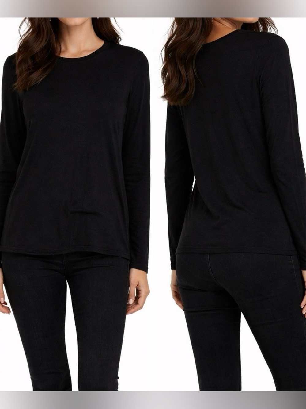 Armani Collezioni Women’s Black Long Sleeve Crew Neck Silk & Cashmere Top. XXL